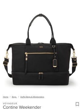 Tumi Black Voyageur Contine Weekender with Gold Hardware